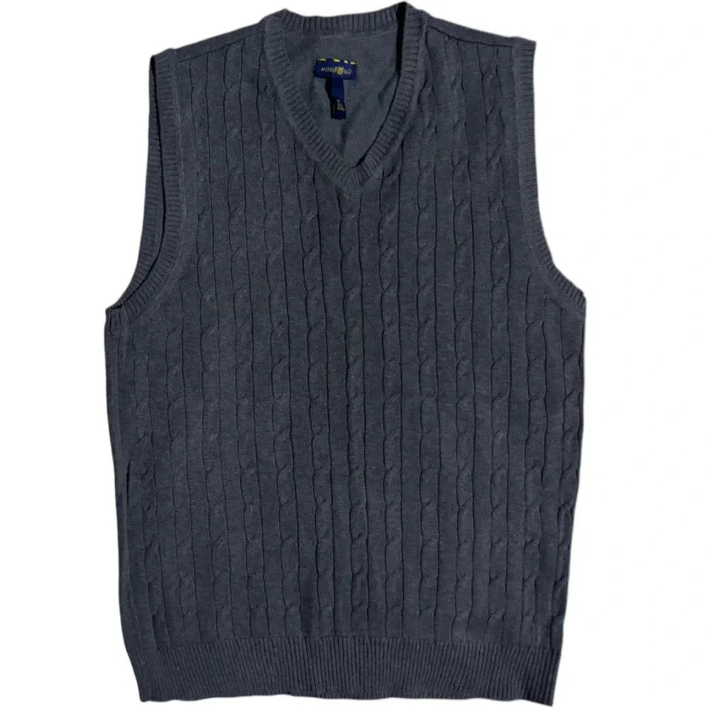 CLUB ROOM Men’s Cable Knit V-Neck Sweater Vest - Picture 2 of 8
